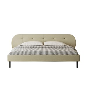 Tulsa lit capitonné 140x190cm beige avec tête de lit et sommier