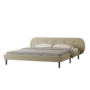 Tulsa lit capitonné 140x190cm beige avec tête de lit et sommier