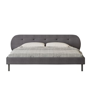 Tulsa lit capitonné 140x190cm gris avec tête de lit et sommier