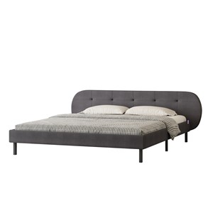 Tulsa lit capitonné 160x200cm gris avec tête de lit et sommier