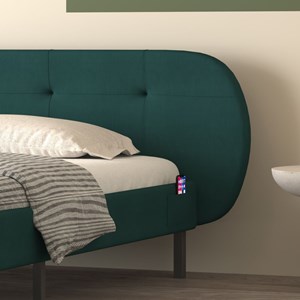 Tulsa lit capitonné 160x200cm vert avec tête de lit et sommier