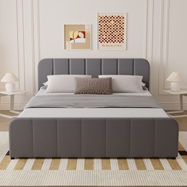 Tampa lit avec coffre de rangement 140x190cm en velours gris