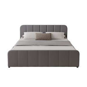 Tampa lit avec coffre de rangement 140x190cm en velours gris