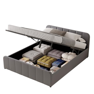Tampa lit avec coffre de rangement 140x190cm en velours gris