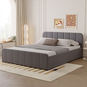 Tampa lit avec coffre de rangement 160x200cm en velours gris