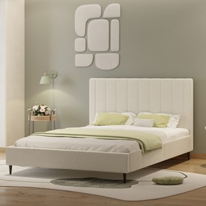 Cambridge lit en tissu bouclettes beige 140x190