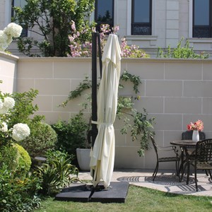 Cesare parasol rectangulaire 3x4m déporté rotatif écru avec housse