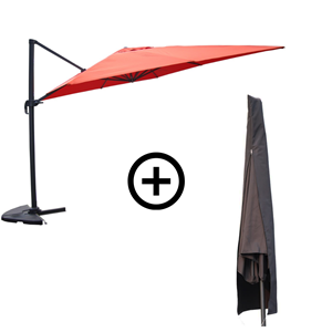 Cesare bundle parasol 3x4m déporté rotatif terracotta + housse