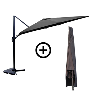 Cesare bundle parasol 3x4m déporté rotatif gris + housse