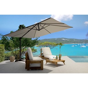 Cesare bundle parasol 3x4m déporté rotatif gris + housse