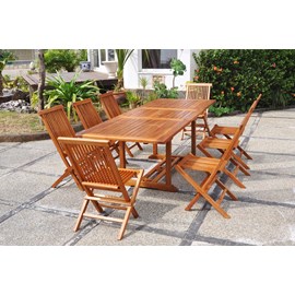 Lubok salon de jardin teck huilé 8 personnes - table rectangle + 8 chaises