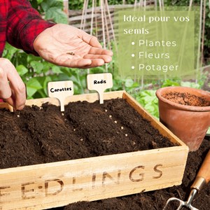 60 étiquettes en bois jardin 10x6 cm + crayon double mine