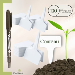 120 étiquettes blanches jardin à planter en plastique + marqueur