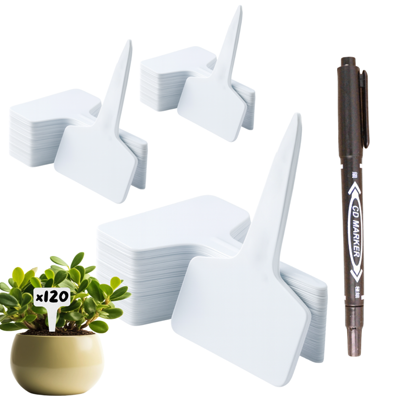120 étiquettes blanches jardin à planter en plastique + marqueur