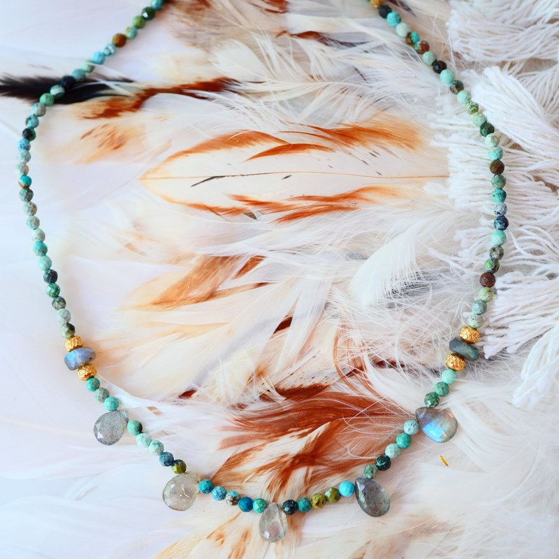 Collier neela en turquoise et labradorite