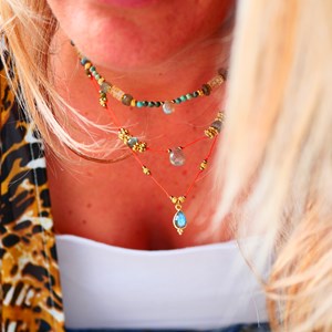 Collier cordon shakti en unakite, labradorite et hématite