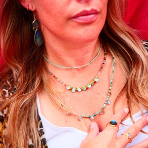 Collier sangam tourmaline et amazonite