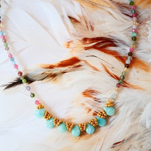 Collier sangam tourmaline et amazonite
