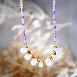Collier sangam amethyste et pierre de lune
