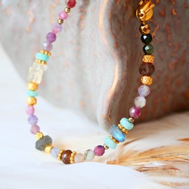 Bracelet rangoli tourmaline, amazonite, citrine