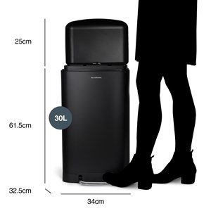 Poubelle à pédale 30l, black edition - n°705