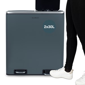 Poubelle de tri à pédale 2 x 30l, blue grey edition - n°906