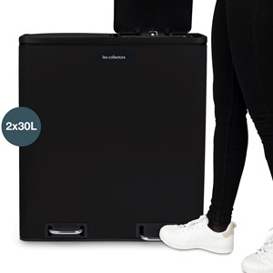 Poubelle de tri à pédale 2 x 30l, black edition - n°910