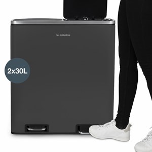 Poubelle à pédale 2 x 30l, grey edition - n°916