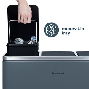 Poubelle de tri à pédale 3 x 18 l, dark grey edition - n°984