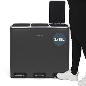 Poubelle de tri à pédale 3 x 18 l, grey edition - n°990