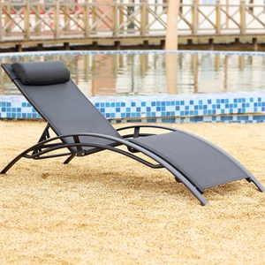 Bahia transat empilable et ajustable en aluminium noir