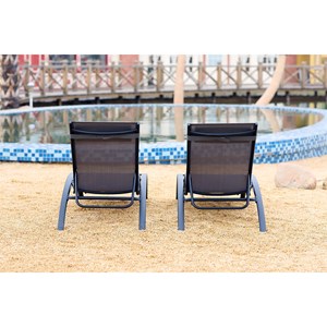 Bahia lot de 2 transats empilables et ajustables en alu gris-noir