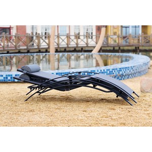 Bahia lot de 2 transats empilables et ajustables en alu gris-noir