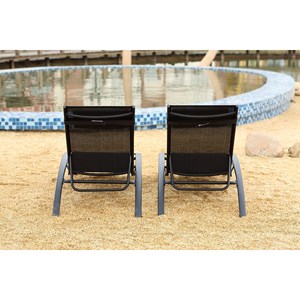 Bahia lot de 2 transats empilables et ajustables en alu noir