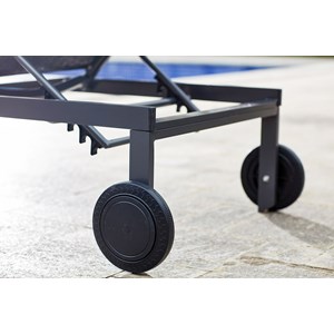 Cuba lot de 2 transats inclinables avec roulettes en aluminium noir