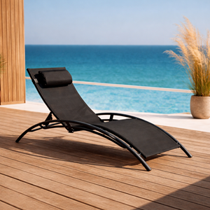 Limea transat ajustable et empilable avec pieds en acier noir