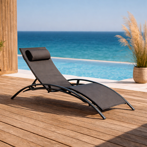 Limea transat ajustable et empilable avec pieds en acier gris