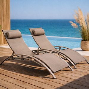 Limea transat ajustable et empilable avec pieds en acier capuccino