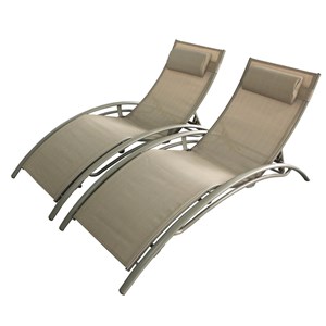 Limea transat ajustable et empilable avec pieds en acier capuccino