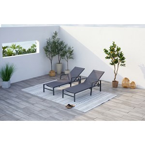 Bari lot de 2 transats en aluminium gris foncé