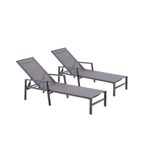 Bari lot de 2 transats en aluminium gris foncé