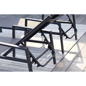 Bari lot de 2 transats en aluminium gris foncé