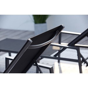 Bari lot de 2 transats en aluminium gris foncé et noir