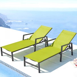 Bari lot de 2 transats en aluminium gris foncé et vert