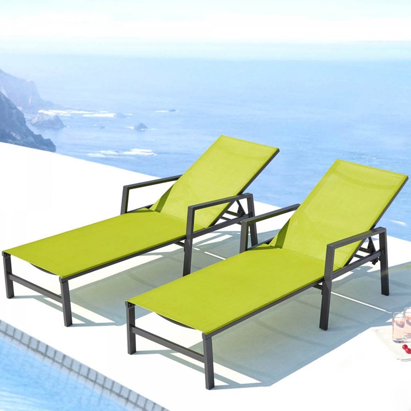 Bari lot de 2 transats en aluminium gris foncé et vert