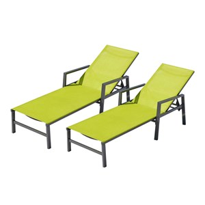 Bari lot de 2 transats en aluminium gris foncé et vert