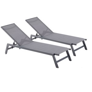 Prato lot de 2 transats avec roulettes gris foncé