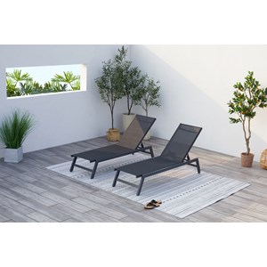 Prato lot de 2 transats avec roulettes gris foncé et noir