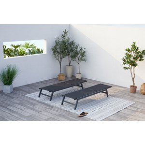 Prato lot de 2 transats avec roulettes gris foncé et noir