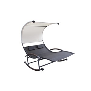 Essaouira transat double à bascule avec auvent noir et écru